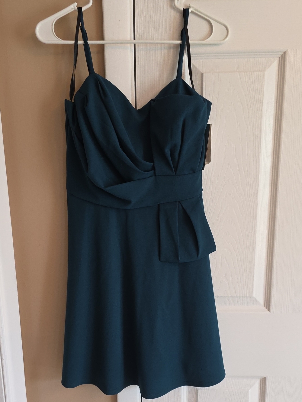 Women's Teal A-Line Cocktail Dress with Draped Bodice. Junior Size 13. Bnwt